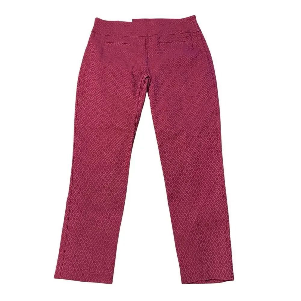Crown & Ivy Cranberry Tech Stretch Womens 10P Ankle Mid Rise Textured Pants NWT